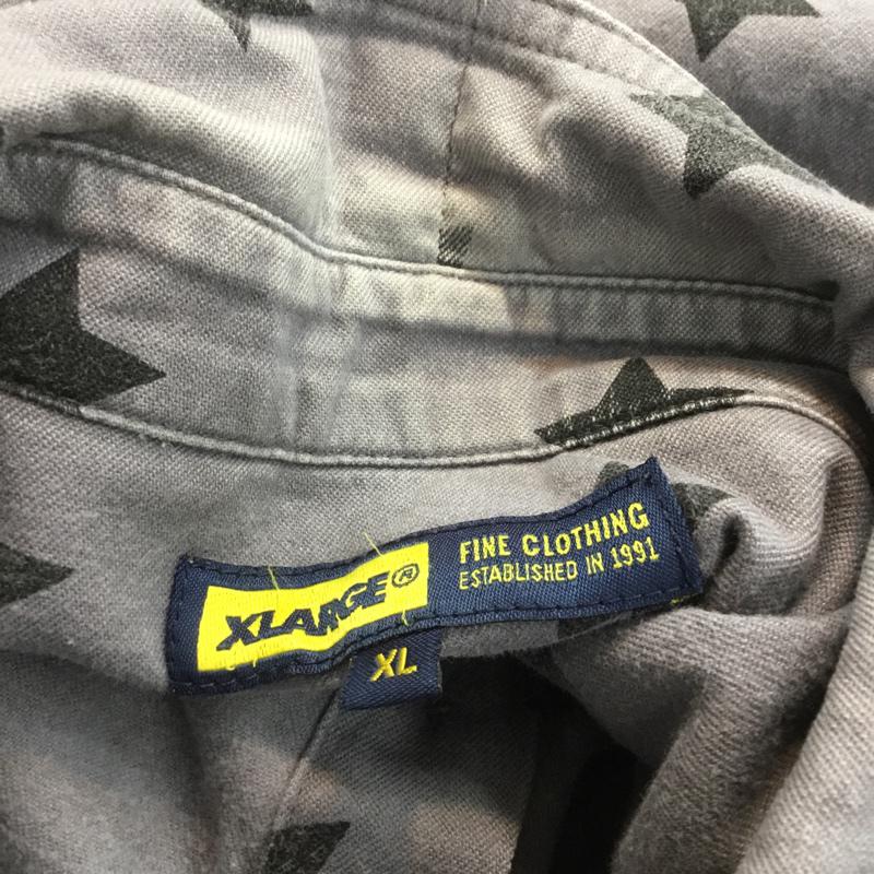 エクストララージ XLARGE シャツ、ブラウス 長袖 0103406 XL 星 灰 / グレー / X 黒 / ブラック / メンズ USED 古着 中古 10068133