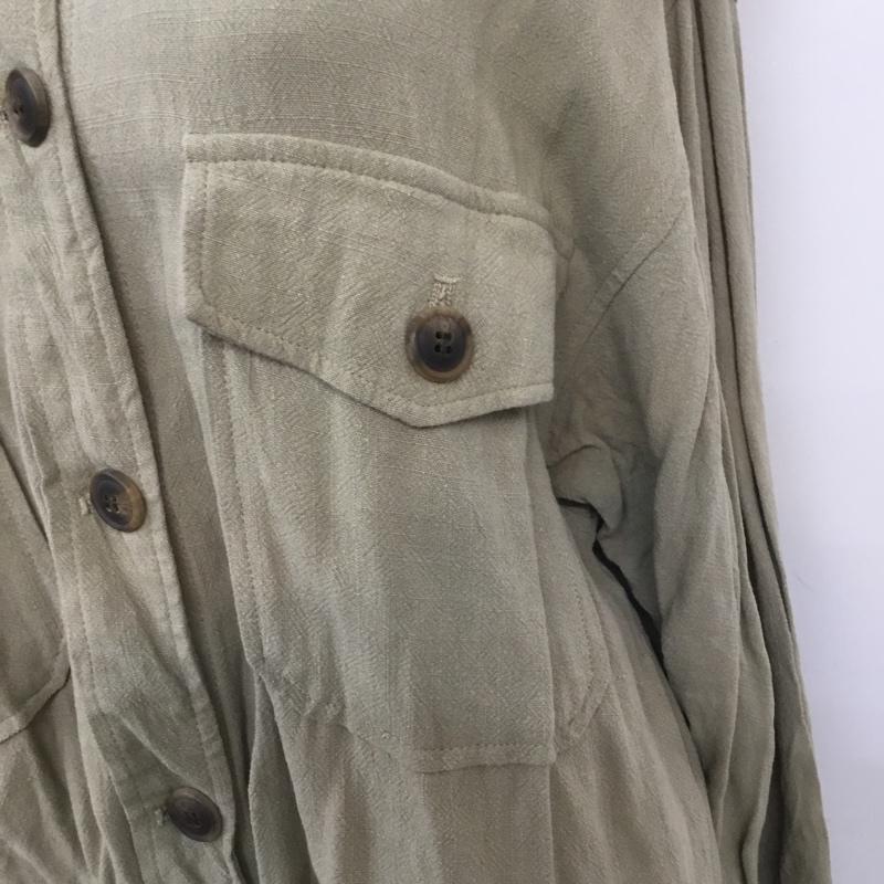 アズールバイマウジー AZUL BY MOUSSY シャツ、ブラウス 長袖 250ESM30-055C LOOSE DOLMAN SHIRT JACKET オーバーサイズ M 無地 カーキ / カーキ / レディース USED 古着 中古 10068246