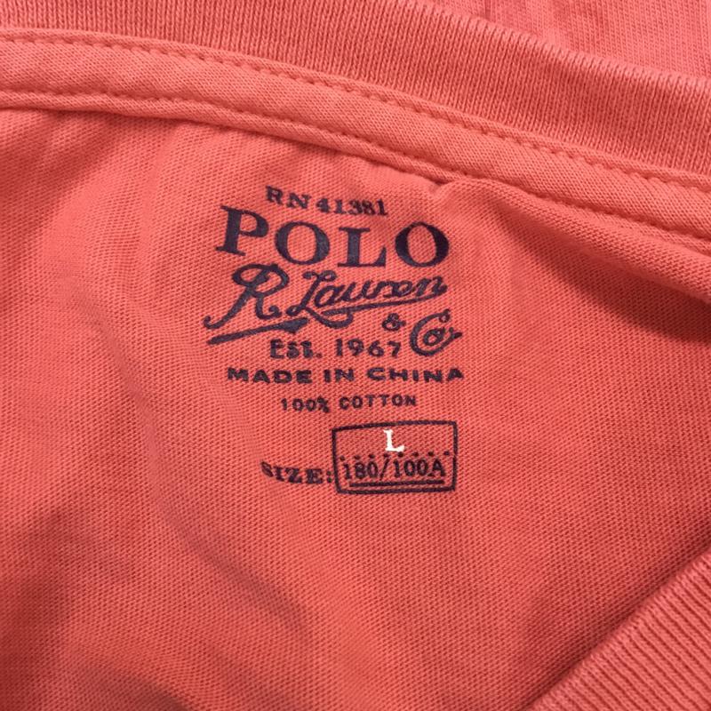 ポロラルフローレン POLO RALPH LAUREN Tシャツ 半袖 PRL Vネック L ワンポイント 桃 / ピンク / メンズ USED 古着 中古 10068269