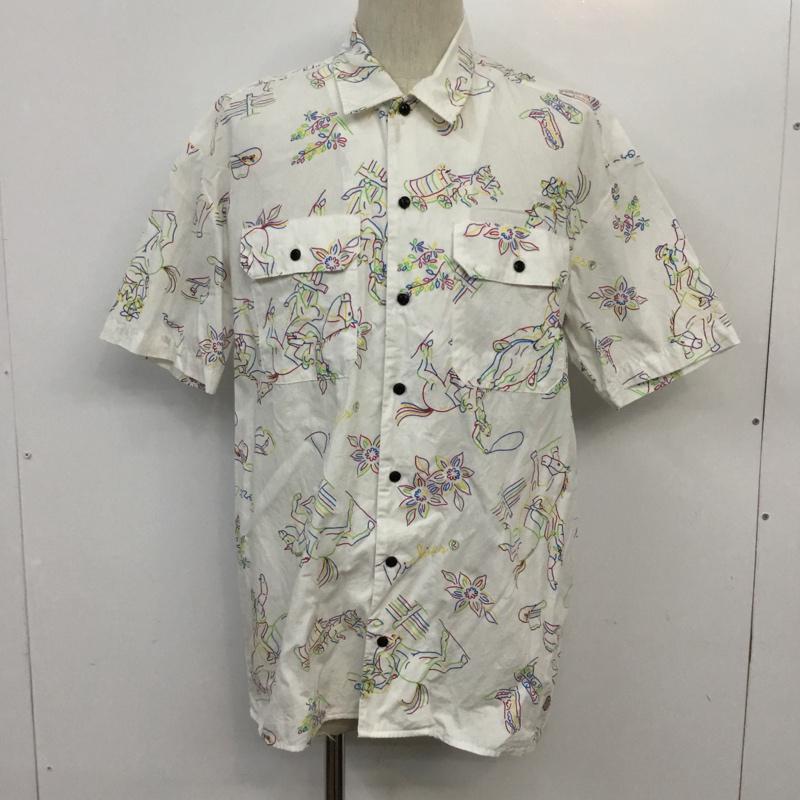 ディッキーズ Dickies シャツ、ブラウス 半袖 L 総柄 白 / ホワイト / メンズ USED 古着 中古 10068393