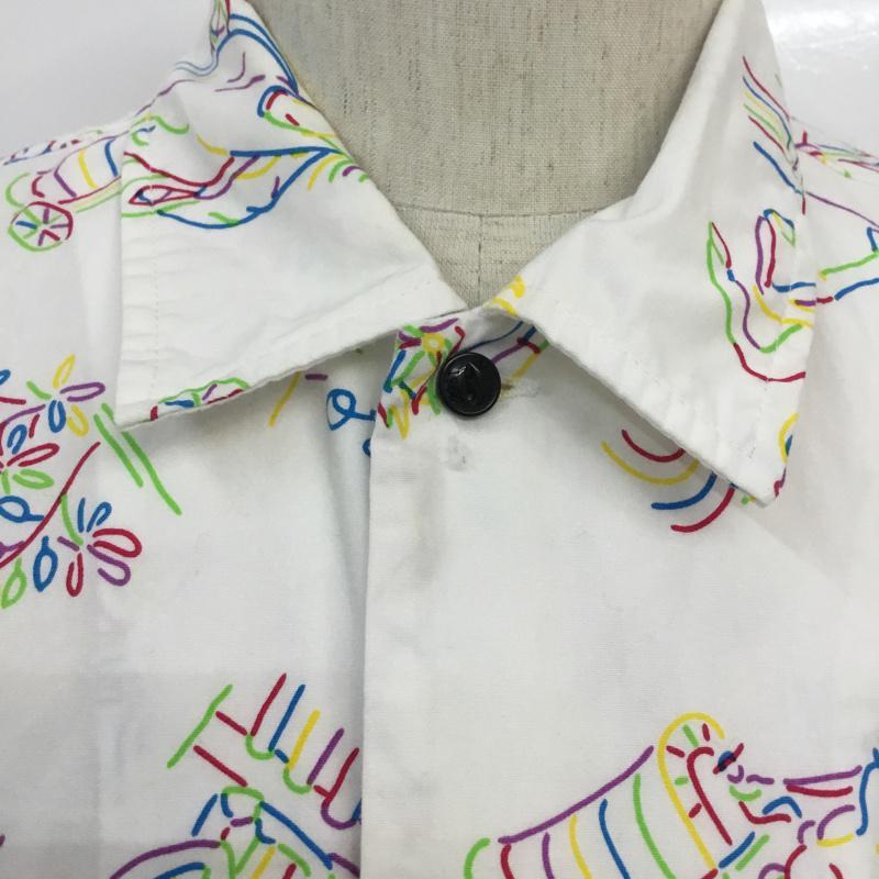 ディッキーズ Dickies シャツ、ブラウス 半袖 L 総柄 白 / ホワイト / メンズ USED 古着 中古 10068393