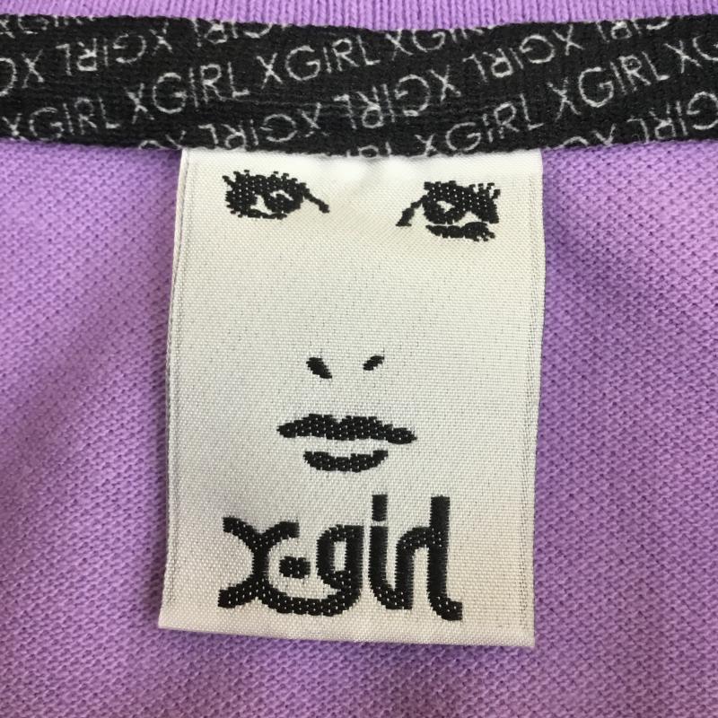 エックスガール X-girl ポロシャツ 長袖 2 ロゴ、文字 紫 / パープル / レディース USED 古着 中古 10068446