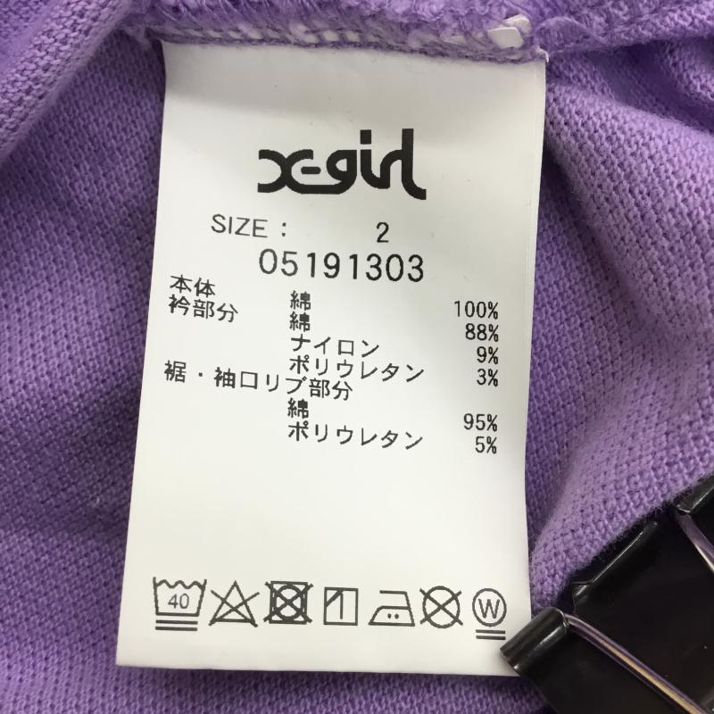 エックスガール X-girl ポロシャツ 長袖 2 ロゴ、文字 紫 / パープル / レディース USED 古着 中古 10068446
