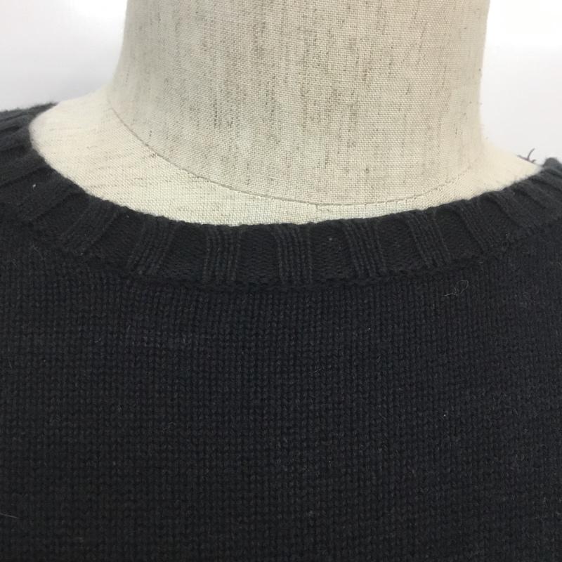 ユニフ UNIF ニット、セーター 長袖 コットン クルーネック S ロゴ、文字 黒 / ブラック / メンズ USED 古着 中古 10068465