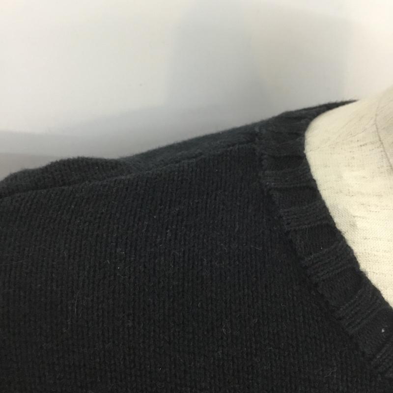 ユニフ UNIF ニット、セーター 長袖 コットン クルーネック S ロゴ、文字 黒 / ブラック / メンズ USED 古着 中古 10068465