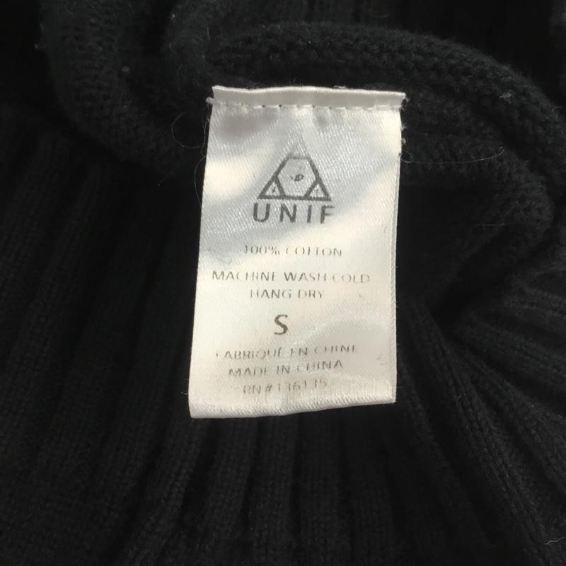 ユニフ UNIF ニット、セーター 長袖 コットン クルーネック S ロゴ、文字 黒 / ブラック / メンズ USED 古着 中古 10068465