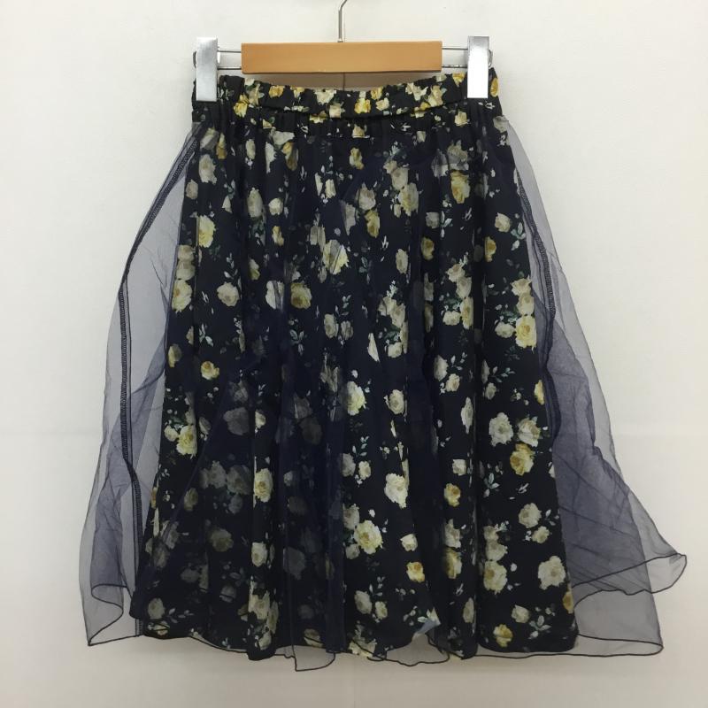 アクシーズファム axes femme スカート ひざ丈スカート M 花柄 紺 / ネイビー / X 黒 / ブラック / レディース USED 古着 中古 10068732