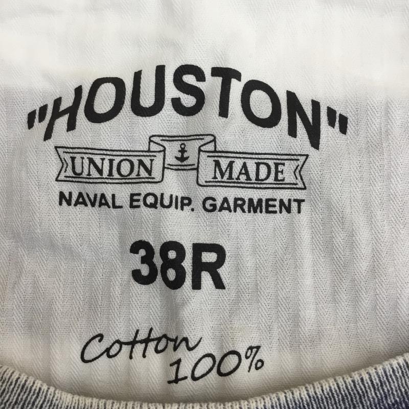 ヒューストン HOUSTON Tシャツ 半袖 ウォッシュ加工 38 ボーダー柄 X プリント 白 / ホワイト / X 青 / ブルー / メンズ USED 古着 中古 10068914