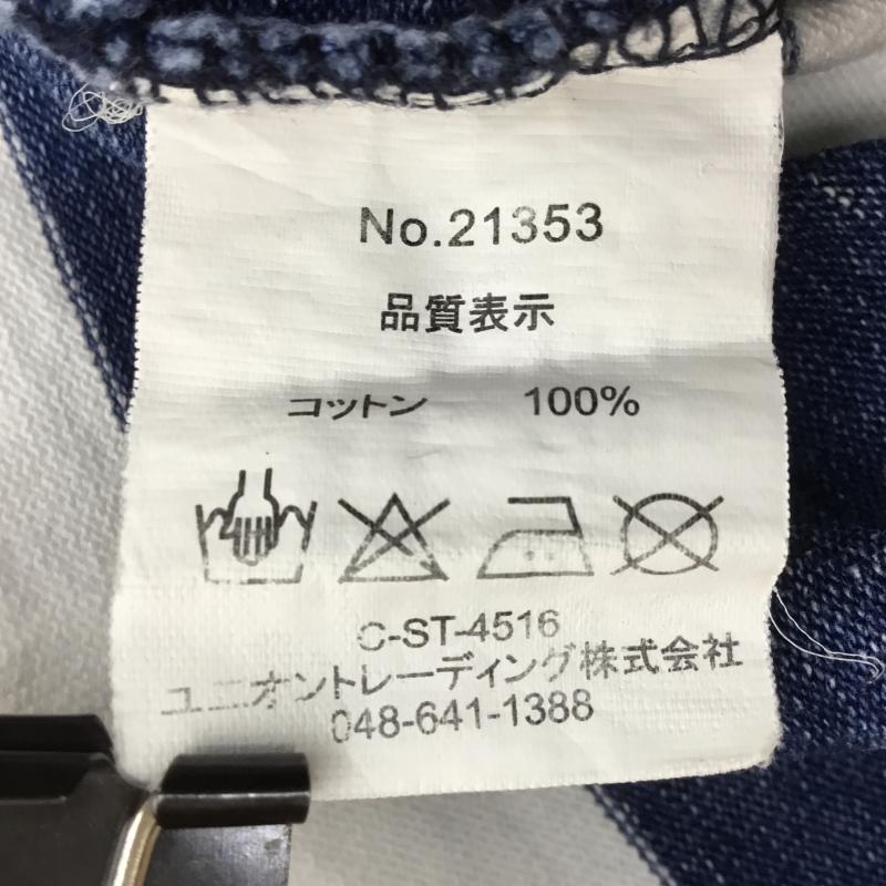 ヒューストン HOUSTON Tシャツ 半袖 ウォッシュ加工 38 ボーダー柄 X プリント 白 / ホワイト / X 青 / ブルー / メンズ USED 古着 中古 10068914