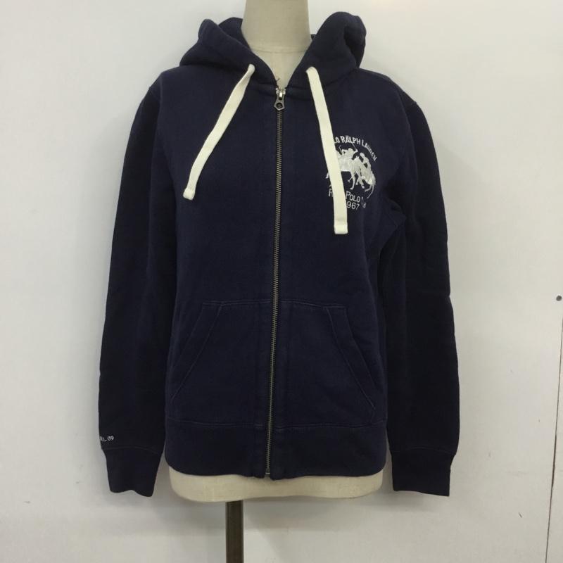ラルフローレン RALPHLAUREN パーカー 長袖 ジップパーカー M 無地 紺 / ネイビー / レディース USED 古着 中古 10069388