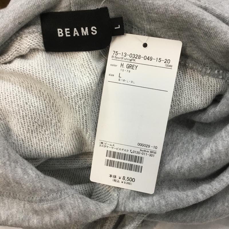 ビームス BEAMS パーカー 長袖 B.SportFishingPK タグ付 L プリント 灰 / グレー / メンズ USED 古着 中古 10069588