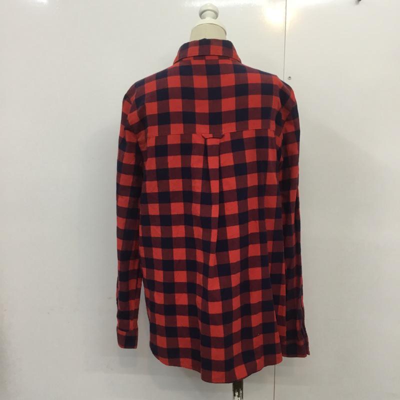 ザラベーシック ZARA BASIC シャツ、ブラウス 長袖 1639 237 076 L チェック 赤 / レッド / X 紺 / ネイビー / レディース USED 古着 中古 10069731