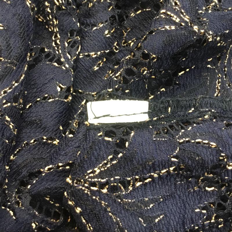 ザラベーシック ZARA BASIC カットソー 半袖 総レース S レース柄 紺 / ネイビー / X ベージュ / ベージュ /  レディース USED 古着 中古 10069871