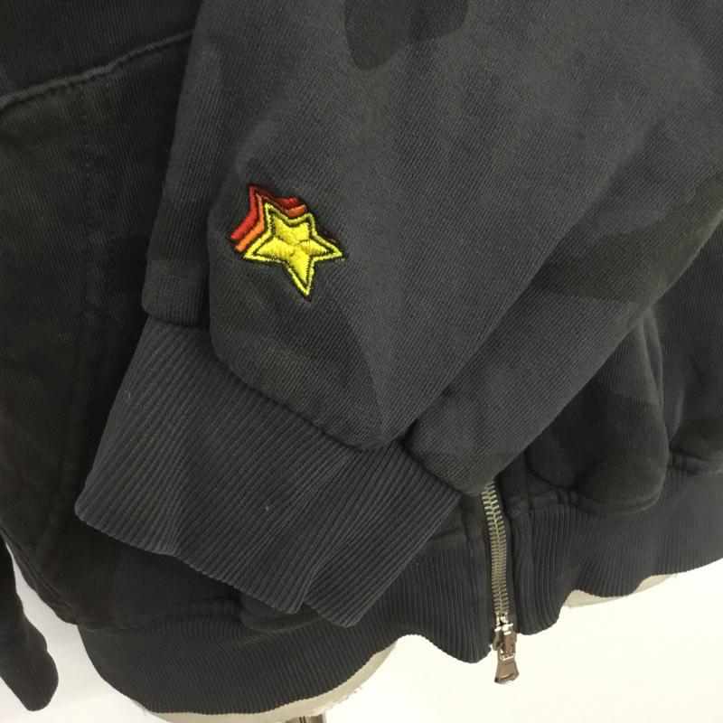 アトランティック スターズ Atlantic STARS パーカー 長袖 AMF1812 裏起毛 ジップアップパーカー 迷彩 XXL ロゴ、文字 黒 / ブラック / X チャコールグレー / チャコールグレー / メンズ USED 古着 中古 10070066