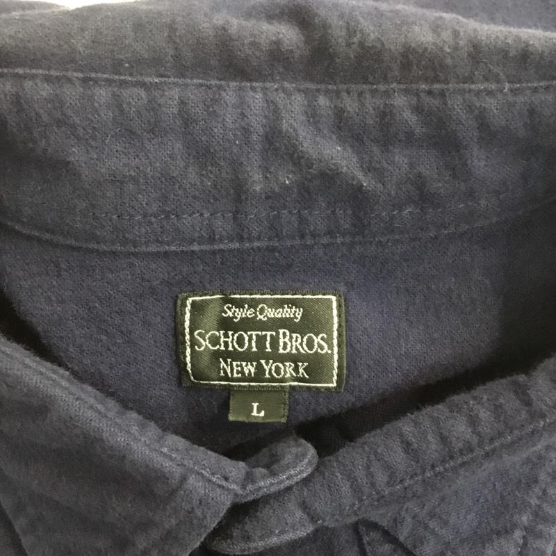 ショットブロス SCHOTT BROS. シャツ、ブラウス 長袖 3135042 コットン L 無地 紺 / ネイビー / メンズ USED 古着 中古 10070088