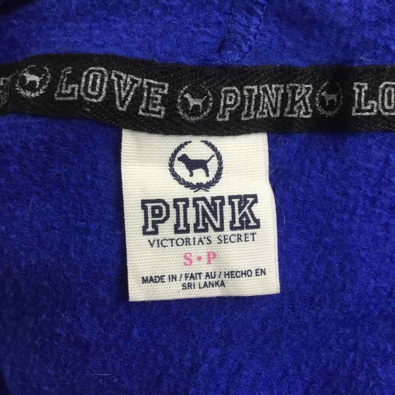 古着 USED パーカー 長袖 PINK Victorias Secret ジップアップ バッグロゴ 裏起毛 S プリント 青 / ブルー / レディース USED 古着 中古 10070116