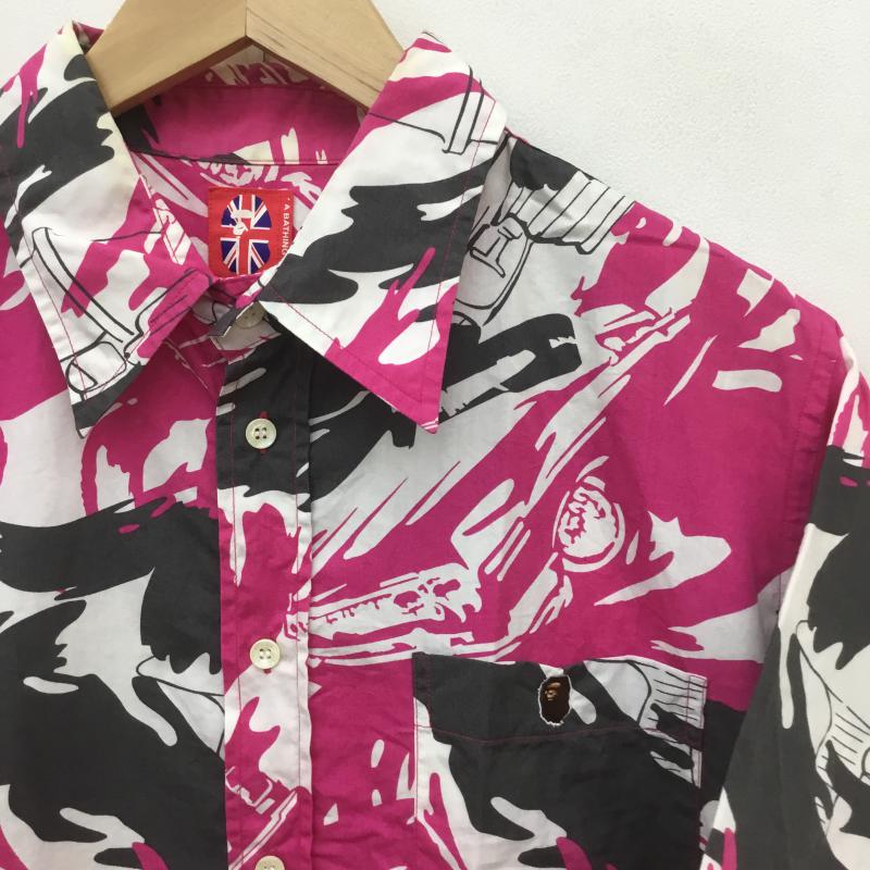 アベイシングエイプ A BATHING APE シャツ、ブラウス 半袖 00's M 桃 / ピンク / メンズ USED 古着 中古 10070142