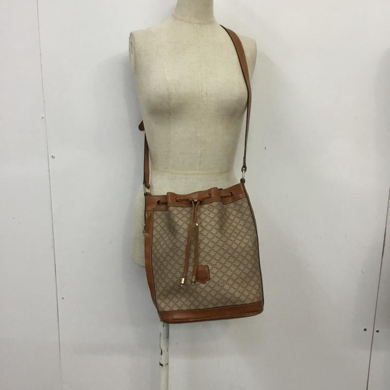 セリーヌ CELINE ショルダーバッグ ショルダーバッグ マカダム 巾着 総柄 茶 / ブラウン / X ベージュ / ベージュ / レディース USED 古着 中古 10070172