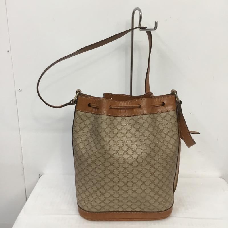 セリーヌ CELINE ショルダーバッグ ショルダーバッグ マカダム 巾着 総柄 茶 / ブラウン / X ベージュ / ベージュ / レディース USED 古着 中古 10070172