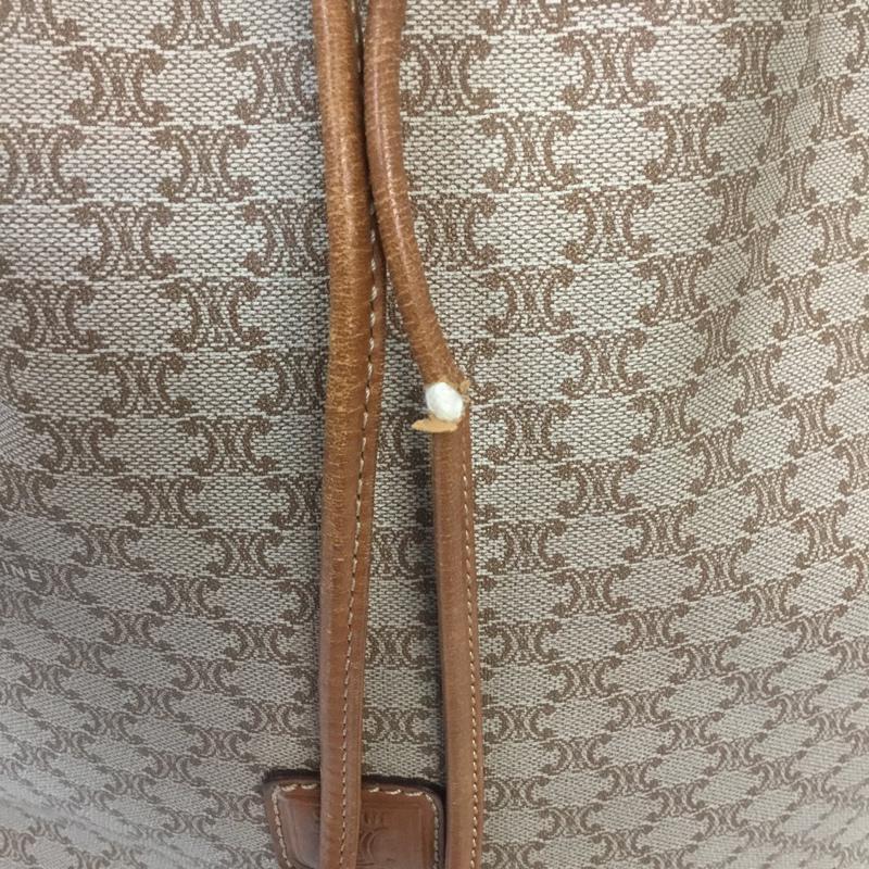 セリーヌ CELINE ショルダーバッグ ショルダーバッグ マカダム 巾着 総柄 茶 / ブラウン / X ベージュ / ベージュ / レディース USED 古着 中古 10070172