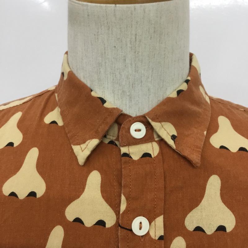 ゴースローキャラバン go slow caravan シャツ、ブラウス 長袖 350259 コットン 鼻柄 1 総柄 茶 / ブラウン / X ベージュ / ベージュ / メンズ USED 古着 中古 10070333