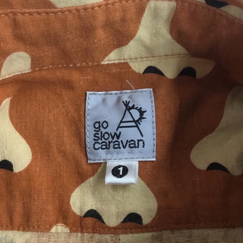 ゴースローキャラバン go slow caravan シャツ、ブラウス 長袖 350259 コットン 鼻柄 1 総柄 茶 / ブラウン / X ベージュ / ベージュ / メンズ USED 古着 中古 10070333