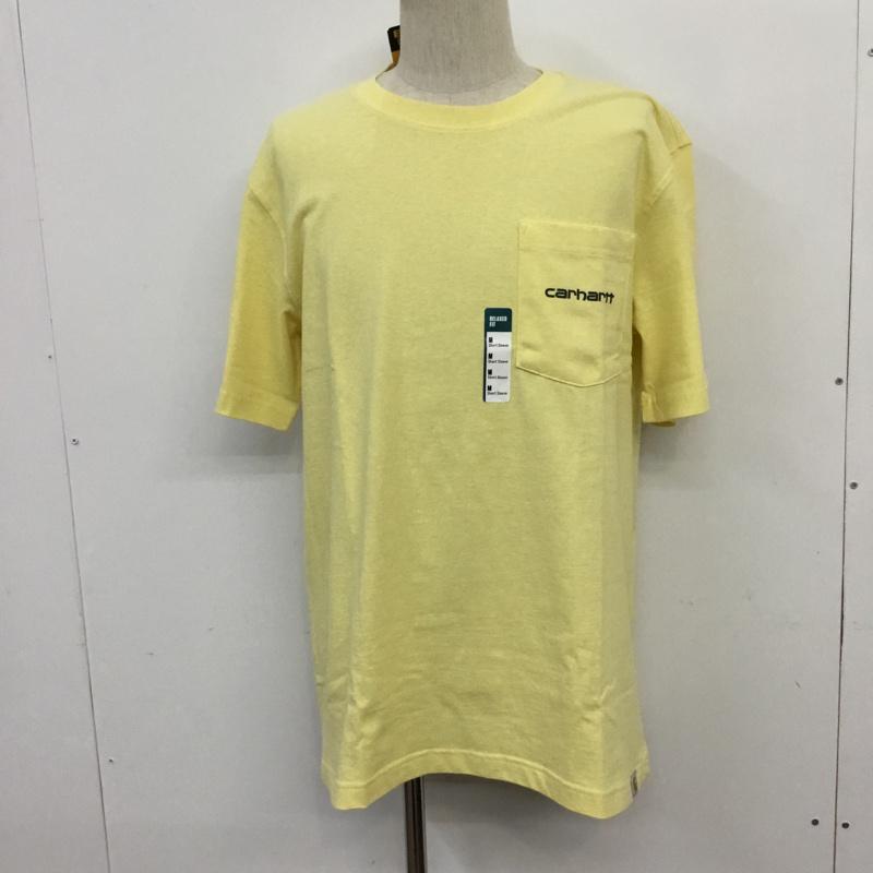カーハート Carhartt Tシャツ 半袖 105179 リラックスフィット タグ付き 胸ポケット バックロゴ M ロゴ、文字 黄 / イエロー / メンズ USED 古着 中古 10070768