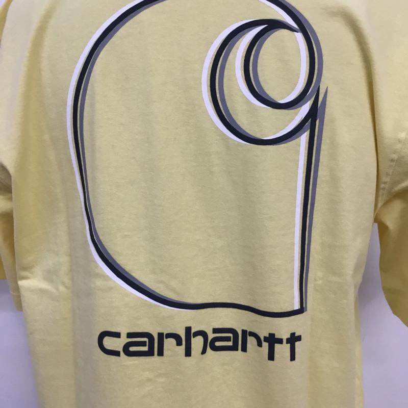 カーハート Carhartt Tシャツ 半袖 105179 リラックスフィット タグ付き 胸ポケット バックロゴ M ロゴ、文字 黄 / イエロー / メンズ USED 古着 中古 10070768