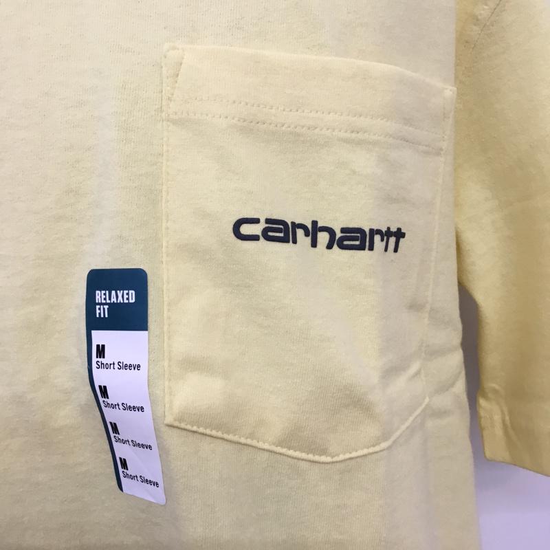 カーハート Carhartt Tシャツ 半袖 105179 リラックスフィット タグ付き 胸ポケット バックロゴ M ロゴ、文字 黄 / イエロー / メンズ USED 古着 中古 10070768