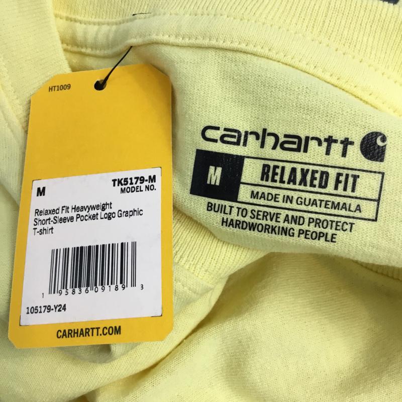 カーハート Carhartt Tシャツ 半袖 105179 リラックスフィット タグ付き 胸ポケット バックロゴ M ロゴ、文字 黄 / イエロー / メンズ USED 古着 中古 10070768
