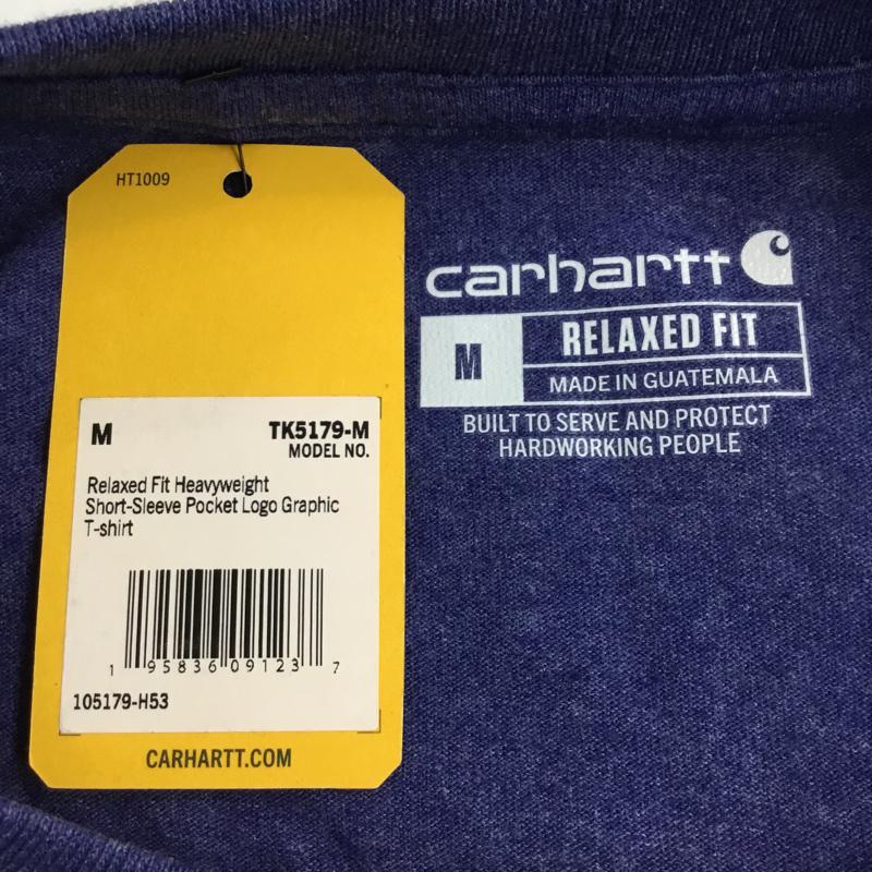 カーハート Carhartt Tシャツ 半袖 105179 リラックスフィット タグ付き 胸ポケット バックロゴ M ロゴ、文字 青 / ブルー / メンズ USED 古着 中古 10070770
