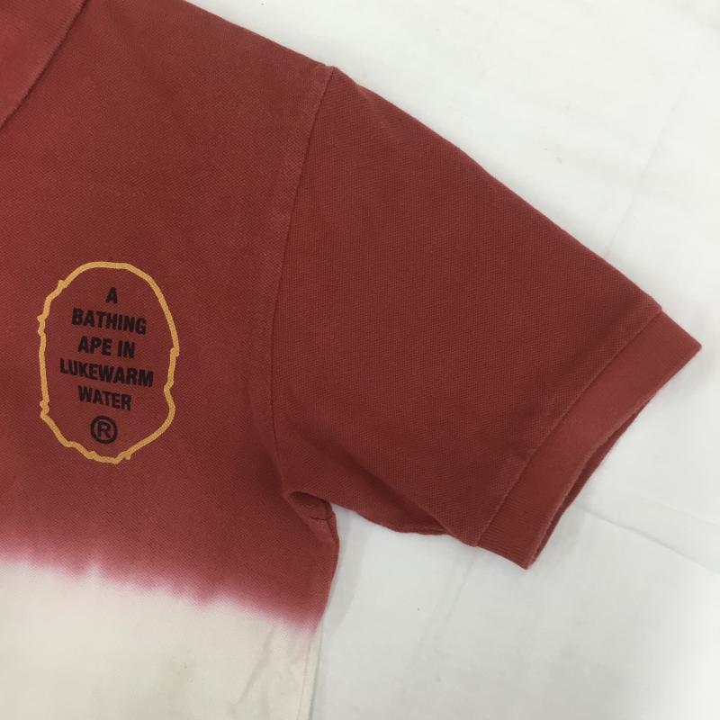 アベイシングエイプ A BATHING APE ポロシャツ 半袖 S 白 / ホワイト / X 赤 / レッド / メンズ USED 古着 中古 10070927