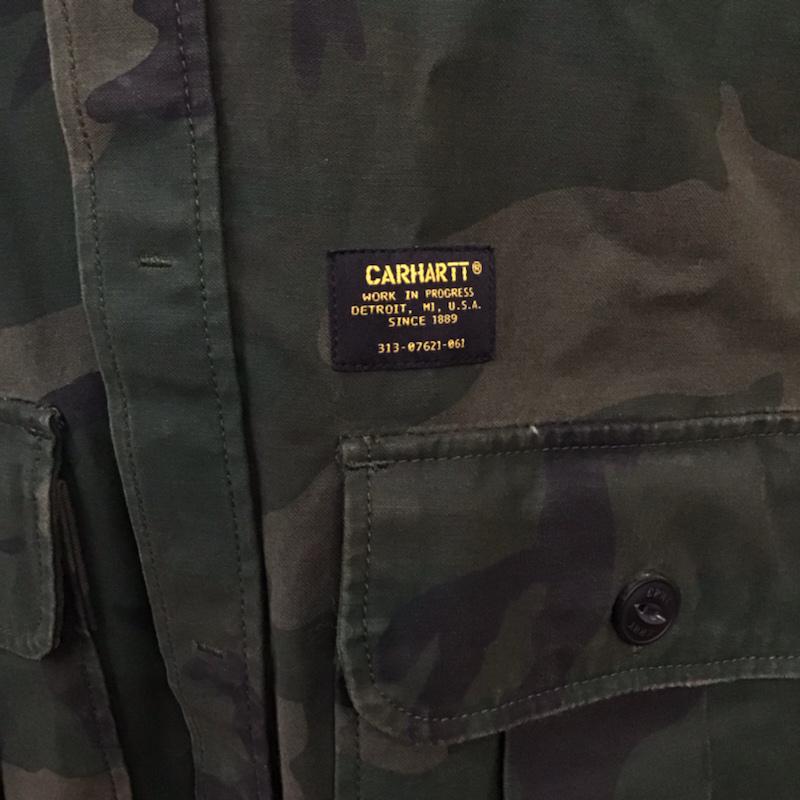 カーハート Carhartt ジャケット、上着 ジャケット、ブレザー I023976 836 06 03 Anson Shirt Jacket シャツジャケット S カモフラージュ柄・迷彩 カーキ / カーキ / X 黒 / ブラック / メンズ USED 古着 中古 10071015