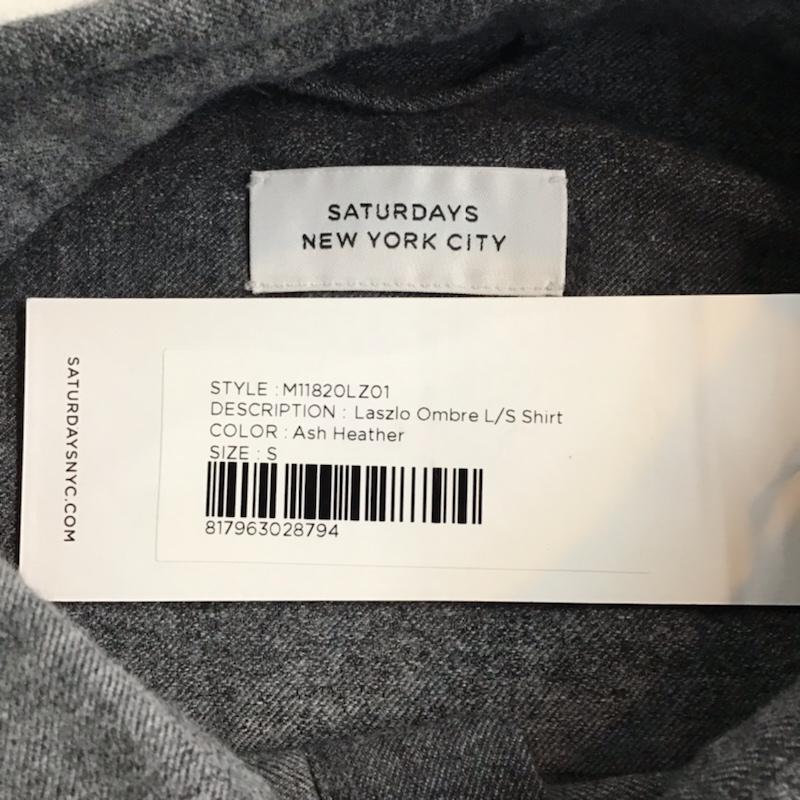 サタデーズ ニューヨークシティ Saturdays NYC シャツ、ブラウス 長袖 M11820LZ01 タグ付き S ボーダー柄 灰 / グレー / メンズ USED 古着 中古 10071022