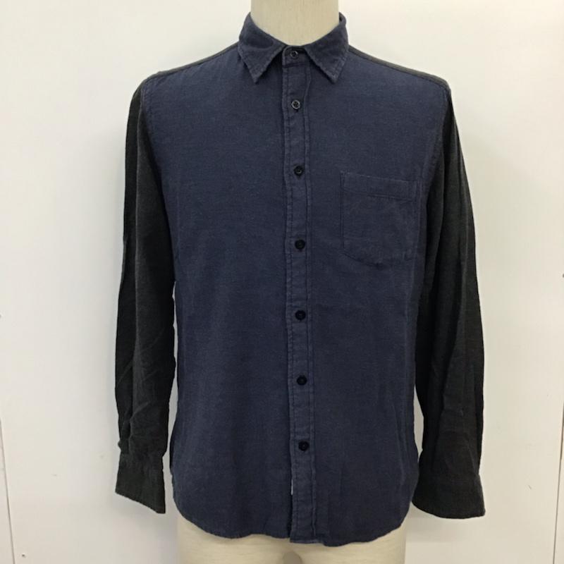 ベイフロー BAYFLOW シャツ、ブラウス 長袖 バイカラー 2 無地 黒 / ブラック / X 紺 / ネイビー / メンズ USED 古着 中古 10071025