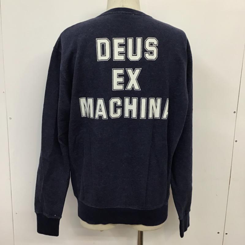 デウスエクスマキナ DEUS EX MACHINA トレーナー 長袖 スウェット 裏起毛 プリント M ロゴ、文字 紺 / ネイビー / メンズ USED 古着 中古 10071252