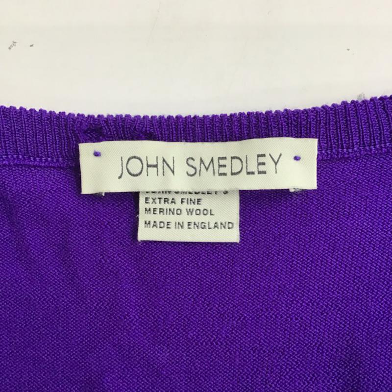 ジョンスメドレー JOHN SMEDLEY ニット、セーター 長袖 ウール Vネック M 無地 紫 / パープル / メンズ USED 古着 中古 10071614
