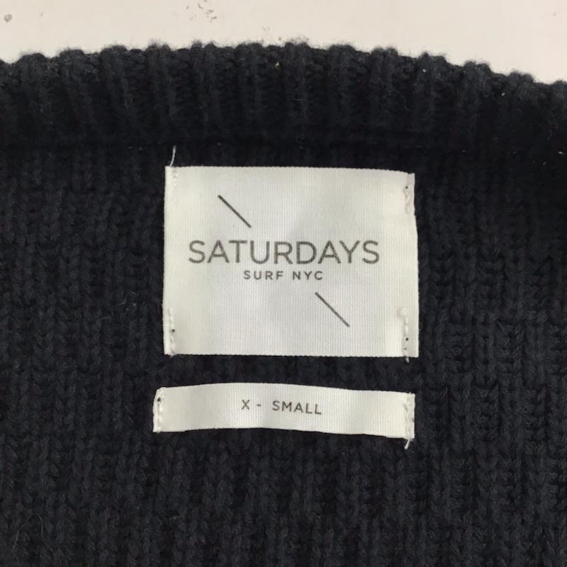サタデーズサーフニューヨークシティー SATURDAYS SURF NYC ニット、セーター 長袖 BBM-6553-B クルーネック コットン XS 無地 黒 / ブラック / メンズ USED 古着 中古 10071646