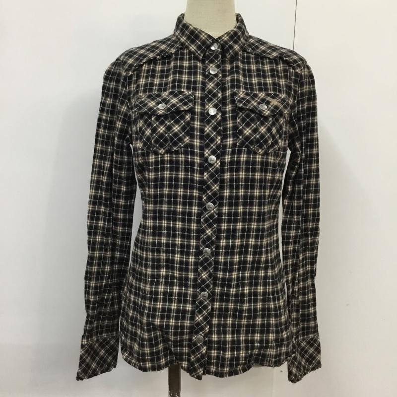 バーバリーブルーレーベル BURBERRY BLUE LABEL シャツ、ブラウス 長袖 E1M50-240-09 フリル コットン 36 チェック 黒 / ブラック / X ベージュ / ベージュ / X 白 / ホワイト / レディース USED 古着 中古 10071659