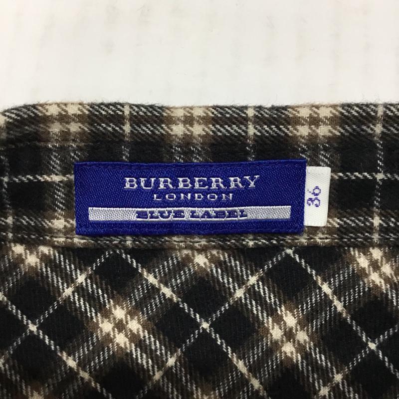 バーバリーブルーレーベル BURBERRY BLUE LABEL シャツ、ブラウス 長袖 E1M50-240-09 フリル コットン 36 チェック 黒 / ブラック / X ベージュ / ベージュ / X 白 / ホワイト / レディース USED 古着 中古 10071659