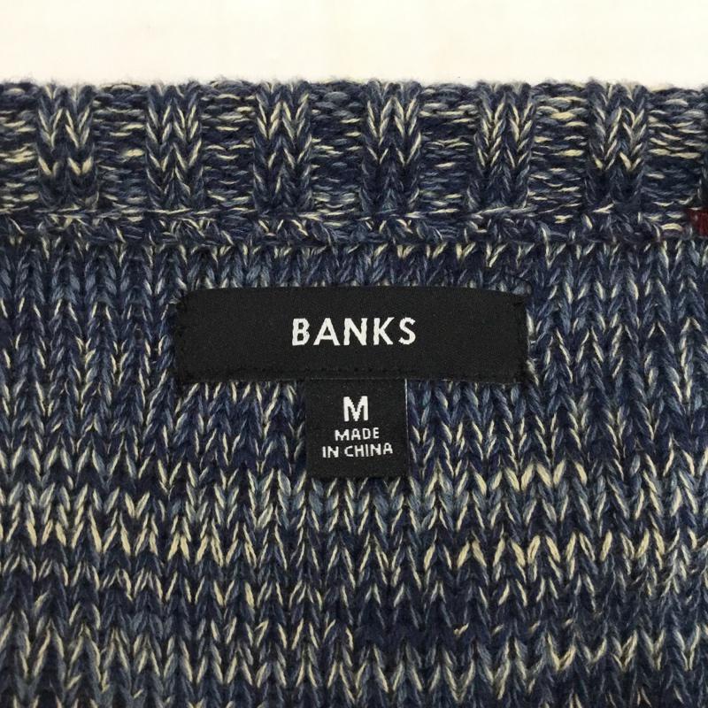 バンクス BANKS ニット、セーター 長袖 コットン クルーネック M ワンポイント 青 / ブルー / X 紺 / ネイビー / X 白 / ホワイト / メンズ USED 古着 中古 10071773