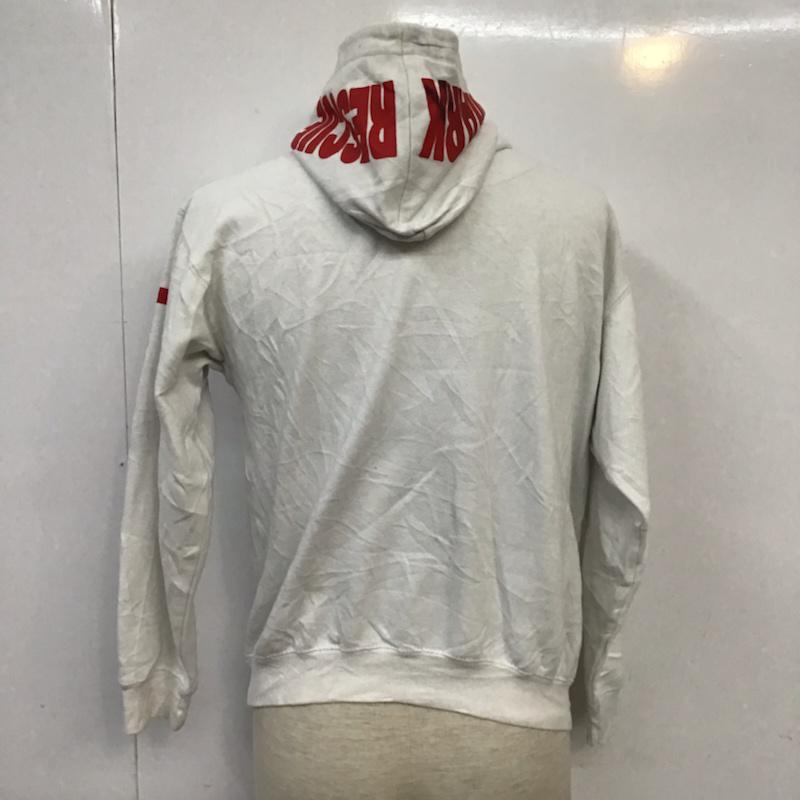 古着 USED パーカー 長袖 SHARK RESCUE プリント プルオーバー フーディー 裏起毛 S ロゴ、文字 白 / ホワイト / X 赤 / レッド / メンズ USED 古着 中古 10071859