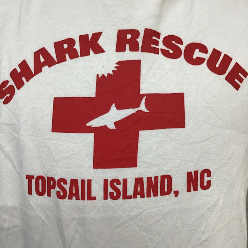 古着 USED パーカー 長袖 SHARK RESCUE プリント プルオーバー フーディー 裏起毛 S ロゴ、文字 白 / ホワイト / X 赤 / レッド / メンズ USED 古着 中古 10071859