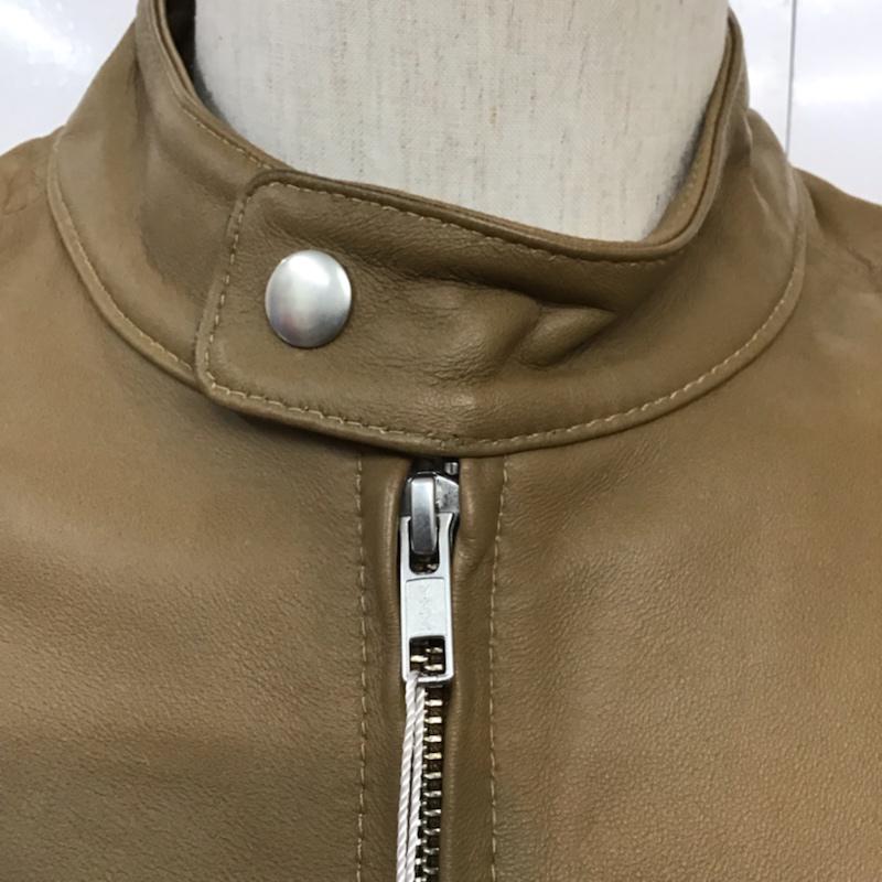 アイテムズ アーバンリサーチ ITEMS URBAN RESEARCH ジャケット、上着 レザージャケット ラムレザーシングルライダース タグ付き 羊革 38 無地 キャメル / キャメル / メンズ USED 古着 中古 10071888
