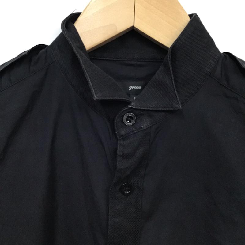 グリーン green シャツ、ブラウス 長袖 1 無地 黒 / ブラック / メンズ USED 古着 中古 10071923
