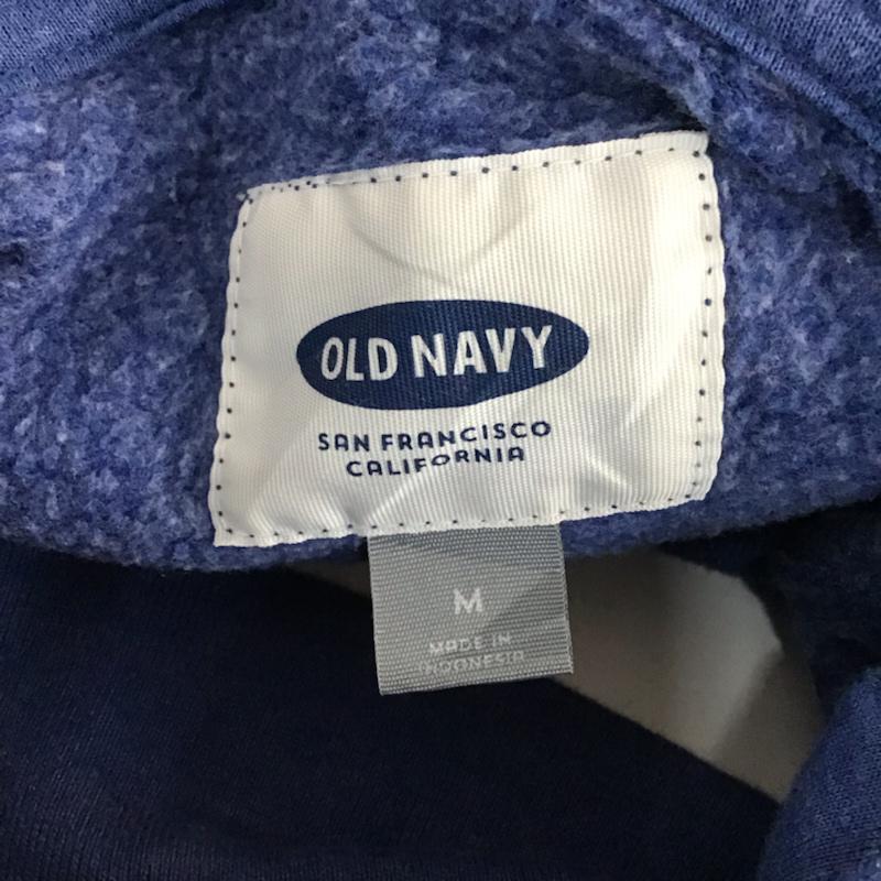 オールドネイビー OLD NAVY パーカー 長袖 ジップアップ スウェット 裏起毛 M ロゴ、文字 青 / ブルー / メンズ USED 古着 中古 10071972