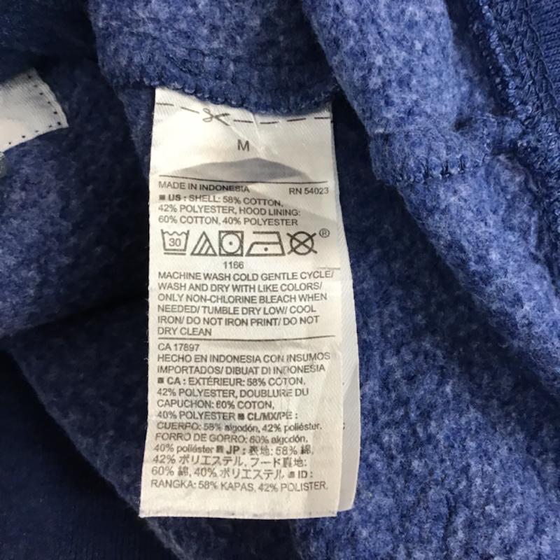 オールドネイビー OLD NAVY パーカー 長袖 ジップアップ スウェット 裏起毛 M ロゴ、文字 青 / ブルー / メンズ USED 古着 中古 10071972