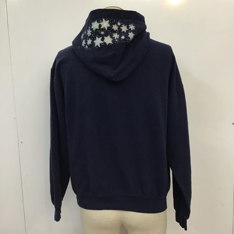 ギルダン GILDAN パーカー 長袖 プルオーバー スウェット M プリント 紺 / ネイビー / メンズ USED 古着 中古 10071992