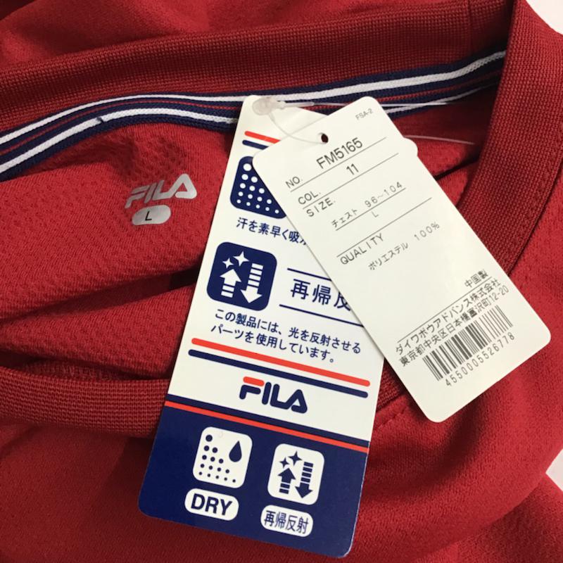 フィラ FILA Tシャツ 半袖 FM5165 再帰反射 吸水速乾 タグ付き L ロゴ、文字 赤 / レッド / メンズ USED 古着 中古 10072045