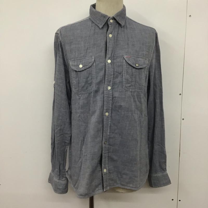 古着 USED シャツ、ブラウス 長袖 ワークシャツ 袖ロールアップ ガーゼ M 無地 灰 / グレー / メンズ USED 古着 中古 10072086